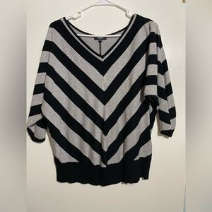 3/4 Sleeve sweater.  Black and grey stripe